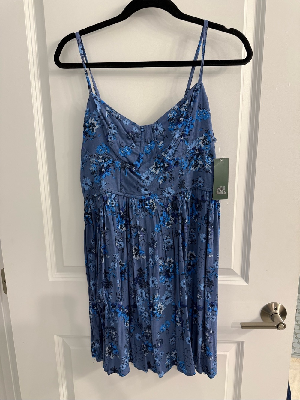 NWT Blue Floral Spaghetti Strap Dress